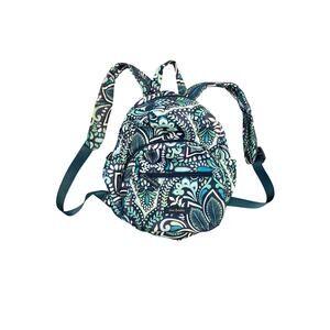 Vera Bradley Blue & Teal Paisley Mini 12” Backpack Purse Boho Chic Stylish